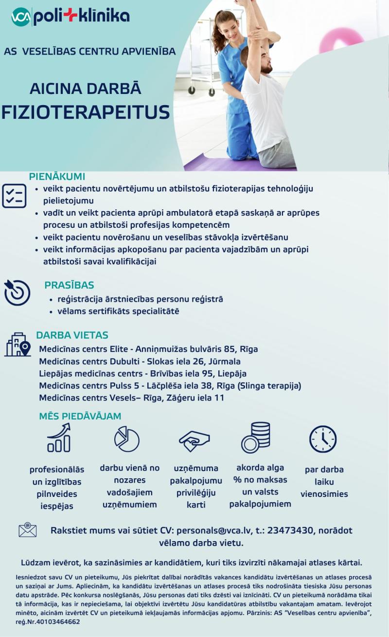 Darba piedāvājums fizioterapeitam